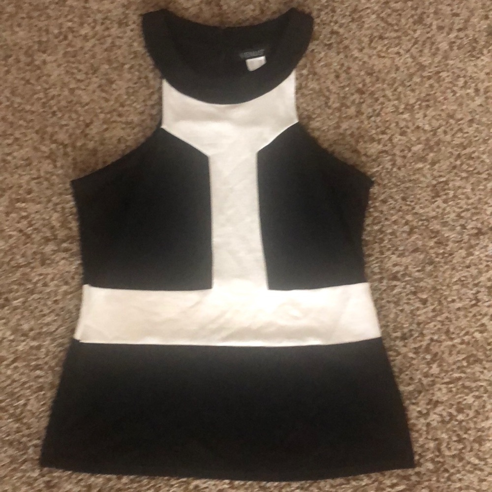 Black and white sleeveless top